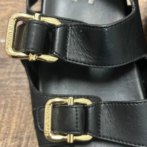 Steve Madden Black Sandals with Gold Buckles Size 8 - Picture 3 of 7